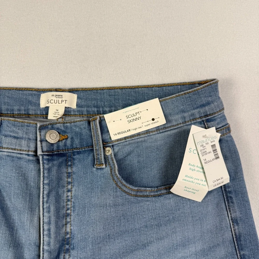 Maurices Jeans M Jean High Rise Sculpt Skinny Jean Size 14 Light Sandblast NWT‎